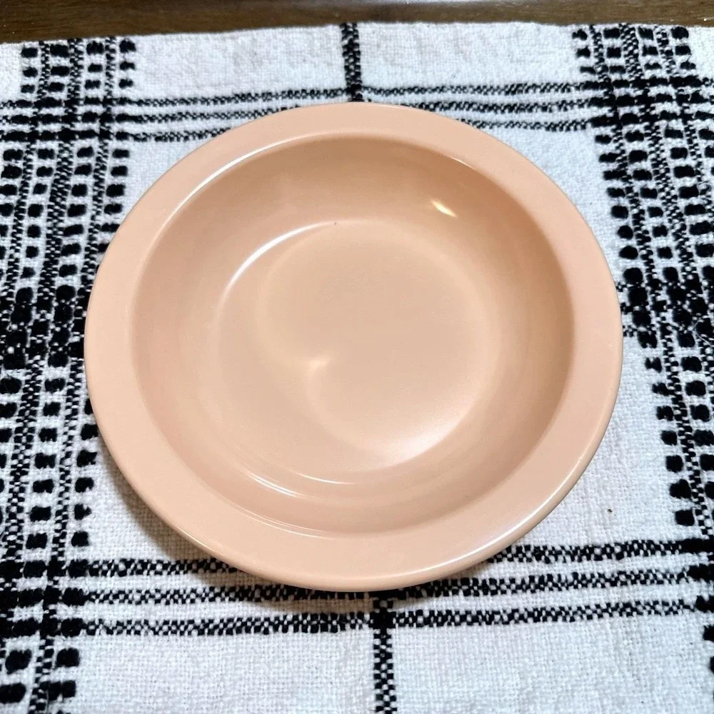 Vintage Texas Ware Dallas Ware Melamine Plate‎ and Bowl Set Peach Pink MCM 2pc